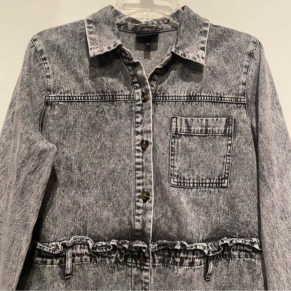 Who what wear Acid Wash Distressed Denim Shirt Dress Size Medium - Picture 3 of 8